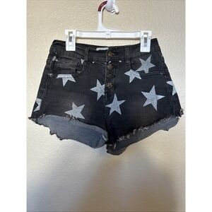 True Gypsy Star Print Light Wash Denim Cut Off Shorts- Size 3 juniors